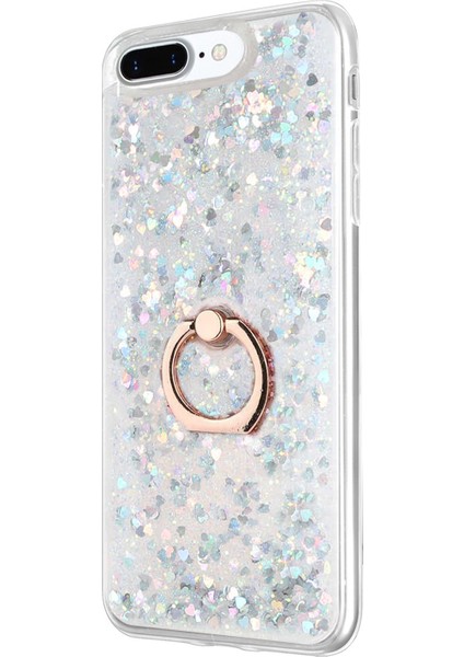 Apple iPhone 8 Plus Kılıf Glitter Liquid Holder Gümüş