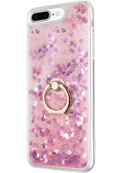 Apple iPhone 8 Plus Kılıf Glitter Liquid Holder Pembe