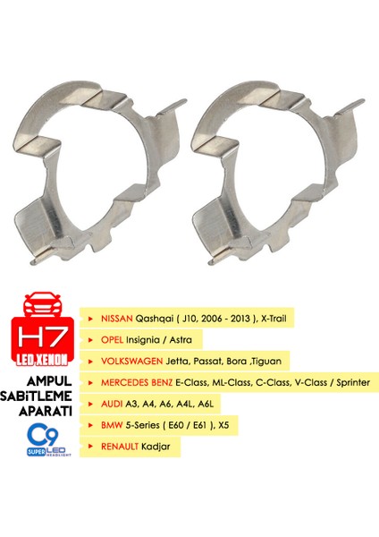 Audi Bmw Nissan Mercedez Benz Vw H7 LED Xenon LED Far Sağ Sol Ampul Sabitleme Aparatı fiyatları