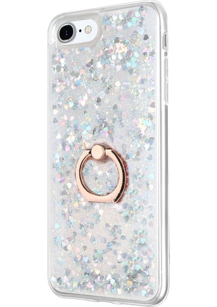 Apple iPhone Se 2020 Kılıf Glitter Liquid Holder Gümüş