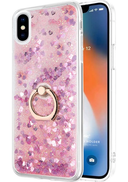 Apple iPhone Xs Max Kılıf Glitter Liquid Holder Pembe