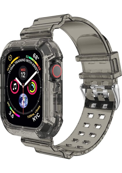 Apple Watch Uyumlu Se 44MM Kordon Transparent Clear Band Siyah
