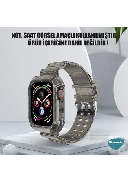 Apple Watch Uyumlu Se 44MM Kordon Transparent Clear Band Siyah