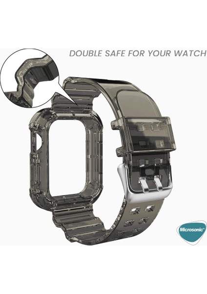 Apple Watch Uyumlu Se 44MM Kordon Transparent Clear Band Siyah