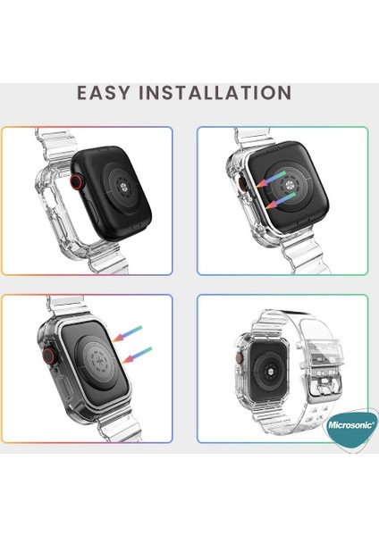 Apple Watch Uyumlu Se 44MM Kordon Transparent Clear Band Siyah