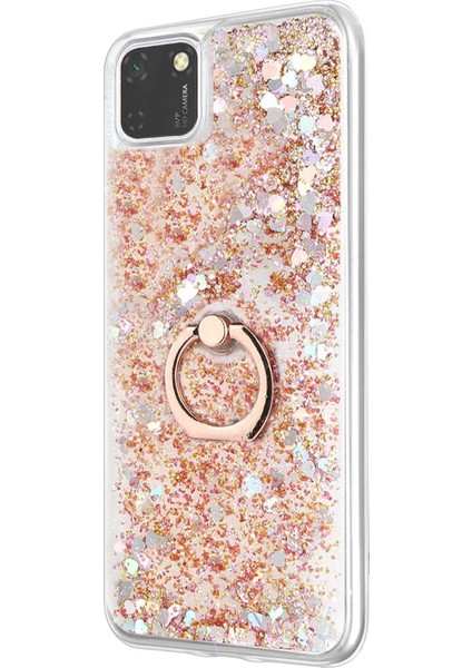 Huawei Honor 9s Kılıf Glitter Liquid Holder Gold