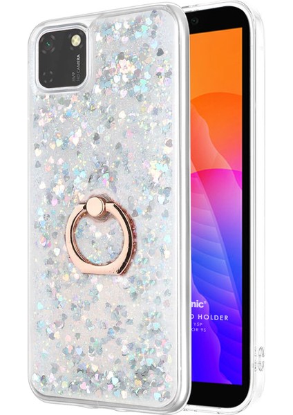 Huawei Honor 9s Kılıf Glitter Liquid Holder Gümüş