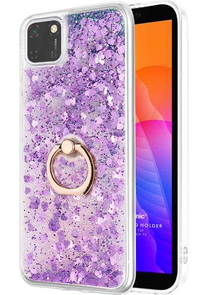 Huawei Honor 9s Kılıf Glitter Liquid Holder Mor