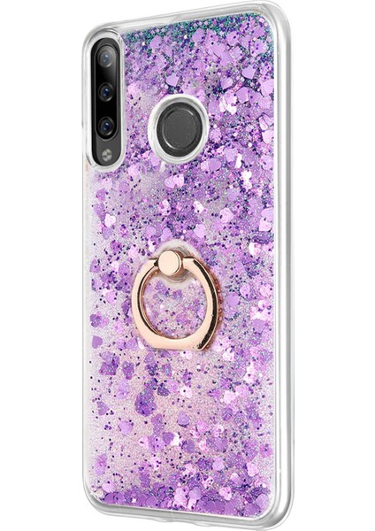 Huawei Honor 9x Kılıf Glitter Liquid Holder Mor