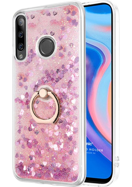 Huawei Honor 9x Kılıf Glitter Liquid Holder Pembe