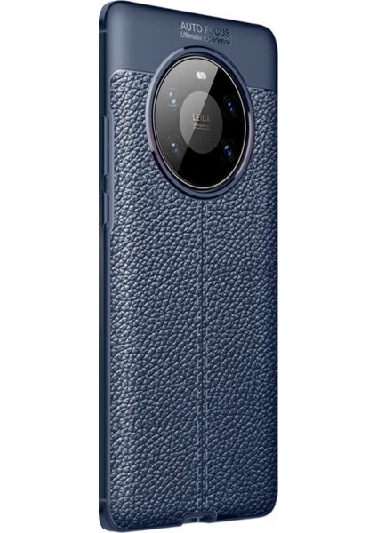 Huawei Mate 40 Pro Kılıf Deri Dokulu Silikon Lacivert