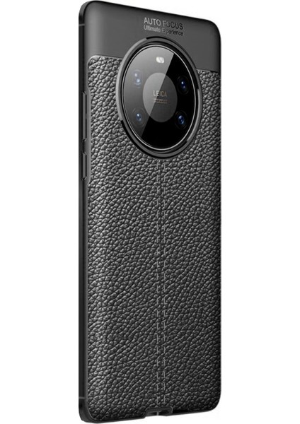 Huawei Mate 40 Pro Kılıf Deri Dokulu Silikon Siyah