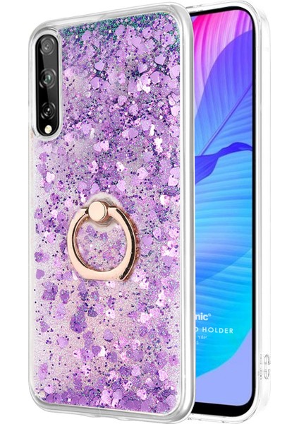 Huawei P Smart S Kılıf Glitter Liquid Holder Mor