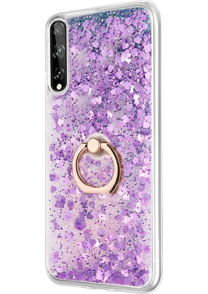 Huawei P Smart S Kılıf Glitter Liquid Holder Mor