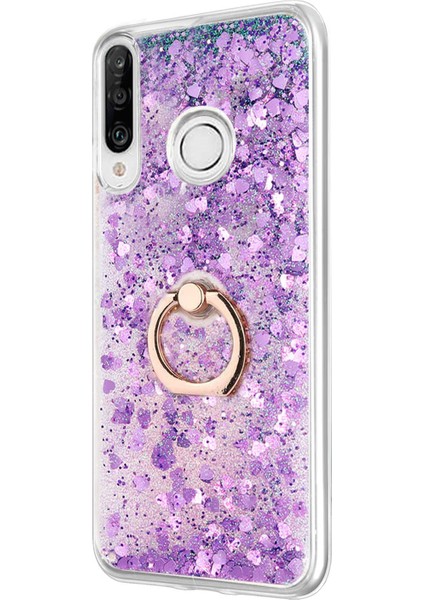 Huawei P30 Lite Kılıf Glitter Liquid Holder Mor