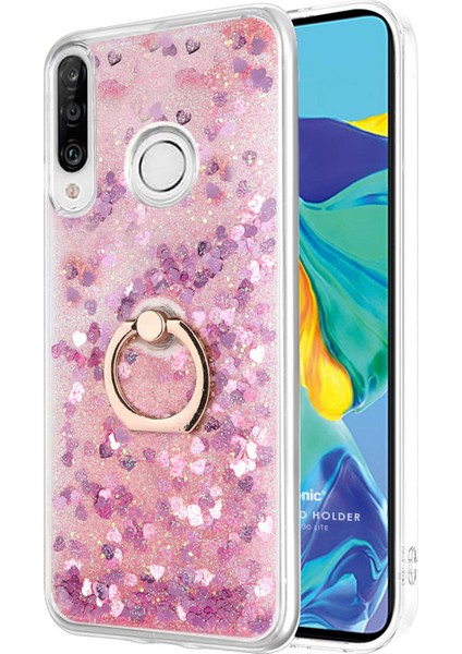 Huawei P30 Lite Kılıf Glitter Liquid Holder Pembe