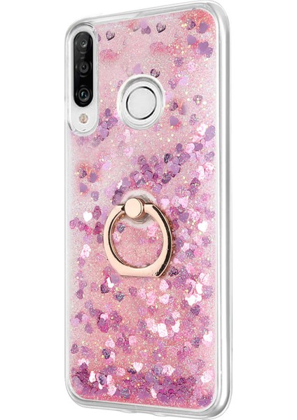 Huawei P30 Lite Kılıf Glitter Liquid Holder Pembe