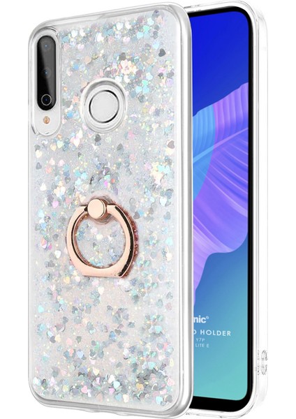 Huawei P40 Lite E Kılıf Glitter Liquid Holder Gümüş