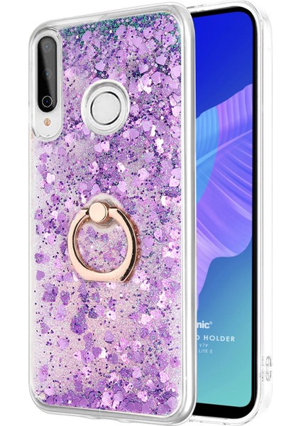 Huawei P40 Lite E Kılıf Glitter Liquid Holder Mor