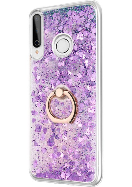 Huawei P40 Lite E Kılıf Glitter Liquid Holder Mor