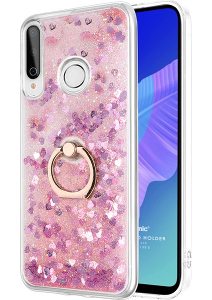 Huawei P40 Lite E Kılıf Glitter Liquid Holder Pembe