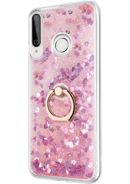 Huawei P40 Lite E Kılıf Glitter Liquid Holder Pembe