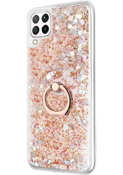 Huawei P40 Lite Kılıf Glitter Liquid Holder Gold