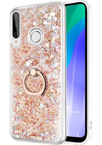 Huawei Y6P Kılıf Glitter Liquid Holder Gold