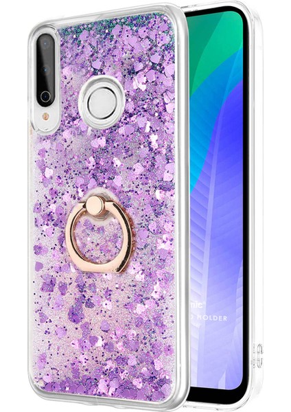Huawei Y6P Kılıf Glitter Liquid Holder Mor