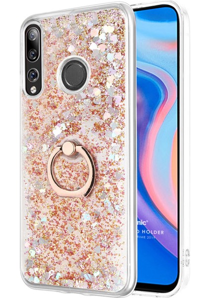 Huawei Y9 Prime 2019 Kılıf Glitter Liquid Holder Gold