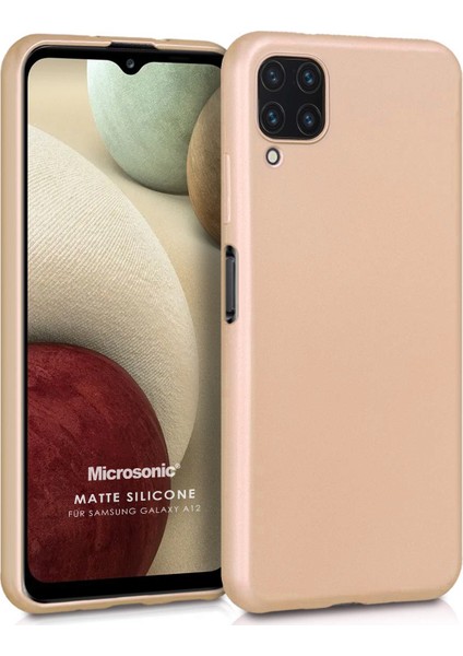 Matte Silicone Galaxy A12 Kılıf Gold