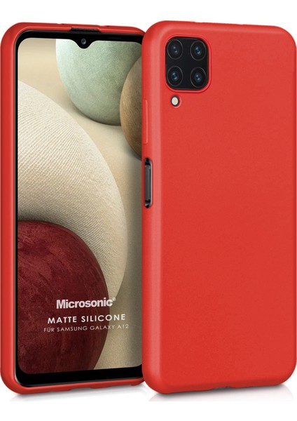 Matte Silicone Galaxy A12 Kılıf Kırmızı