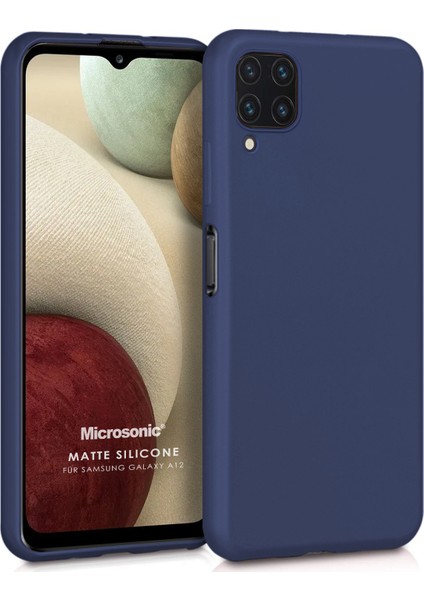 Matte Silicone Galaxy A12 Kılıf Lacivert