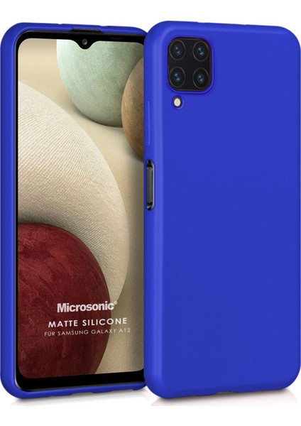 Matte Silicone Galaxy A12 Kılıf Mavi