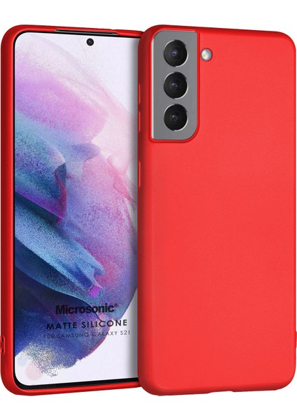 Matte Silicone Galaxy S21 Kılıf Kırmızı