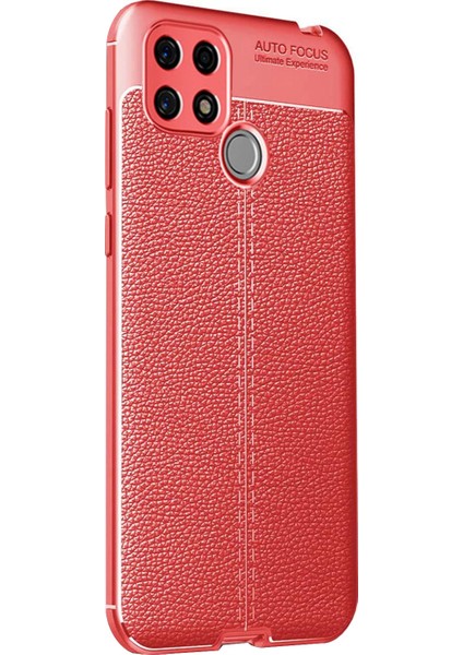 Oppo A15 Kılıf Deri Dokulu Silikon Kırmızı fiyatları