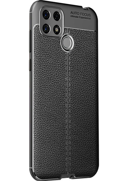 Oppo A15 Kılıf Deri Dokulu Silikon Siyah fiyatları