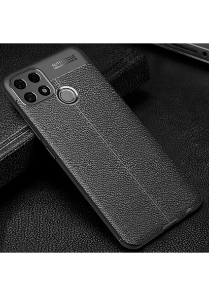 Oppo A15S Kılıf Deri Dokulu Silikon Siyah fırsatları