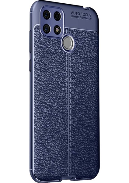 Oppo A15S Kılıf Deri Dokulu Silikon Lacivert fiyatları