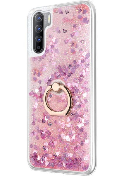 Oppo A91 Kılıf Glitter Liquid Holder Pembe