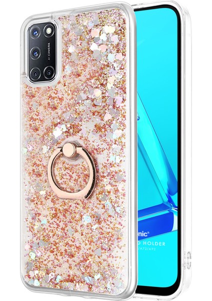 Oppo A72 Kılıf Glitter Liquid Holder Gold