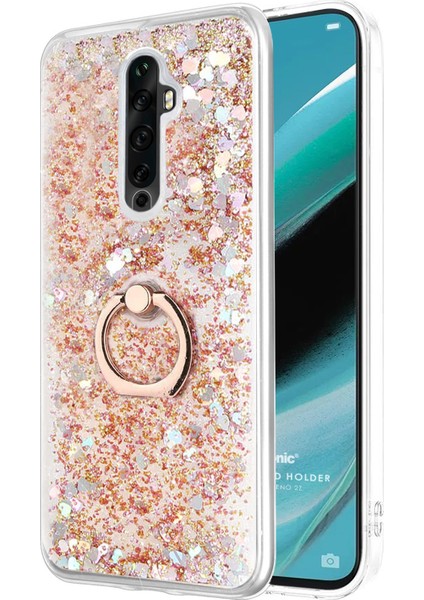 Oppo Reno 2z Kılıf Glitter Liquid Holder Gold