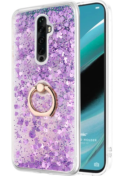 Oppo Reno 2z Kılıf Glitter Liquid Holder Mor