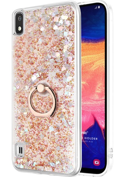 Galaxy A10 Kılıf Glitter Liquid Holder Gold