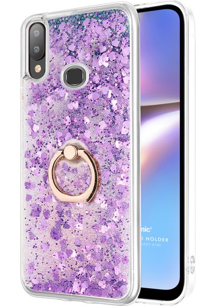 Galaxy A10S Kılıf Glitter Liquid Holder Mor