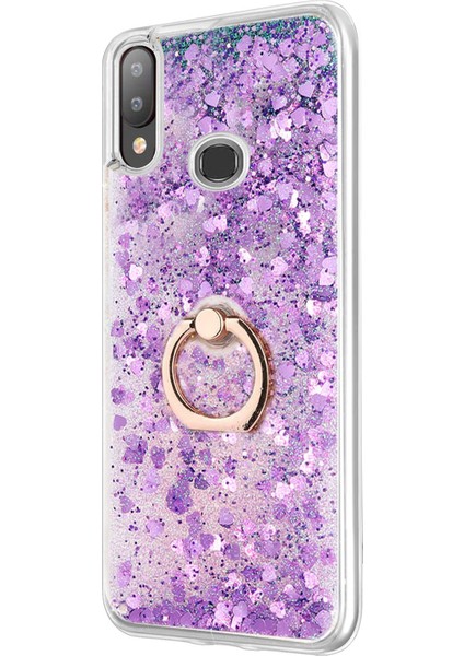 Galaxy A10S Kılıf Glitter Liquid Holder Mor