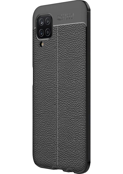Galaxy A12 Kılıf Deri Dokulu Silikon Siyah fiyatları