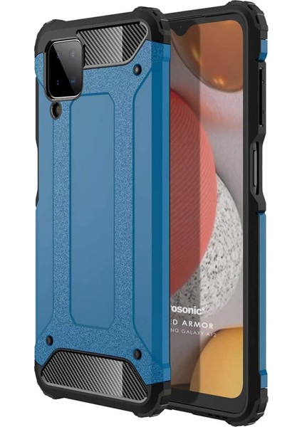 Samsung Galaxy A12 Kılıf Rugged Ar Mavi