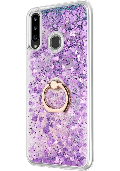 Samsung Galaxy A20S Kılıf Glitter Liquid Holder Mor