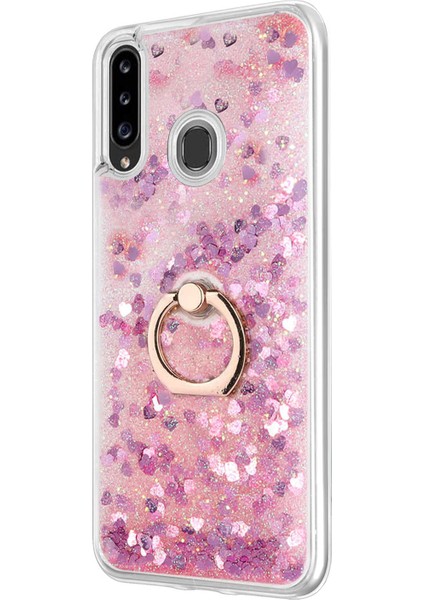 Samsung Galaxy A20S Kılıf Glitter Liquid Holder Pembe